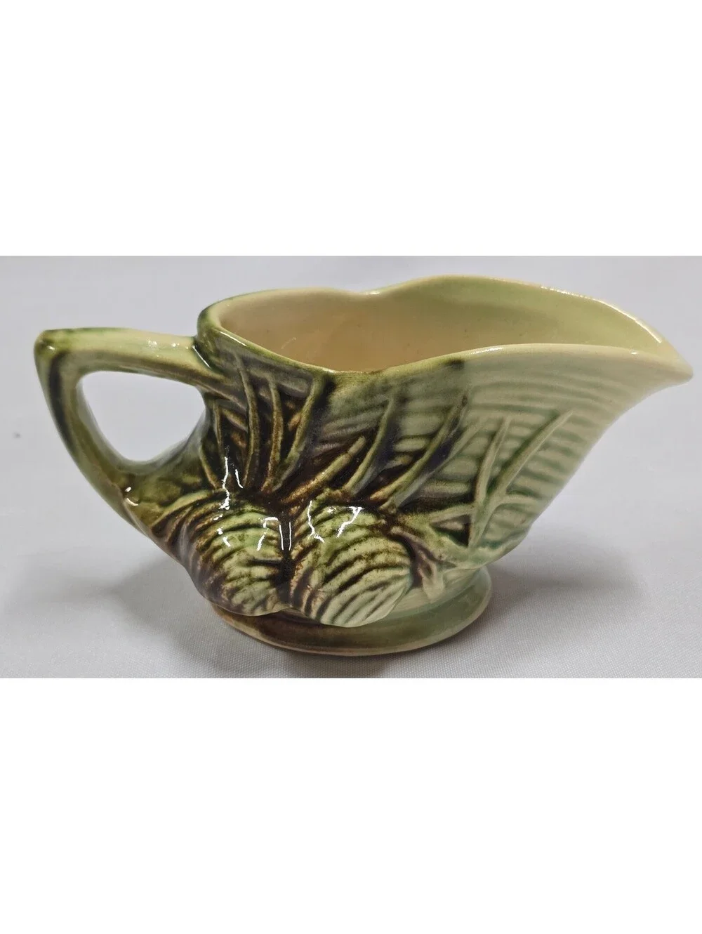 McCoy Pottery Pine Cone Tea Set: Teapot, Creamer, and Sugar Bowl Ex, Condition